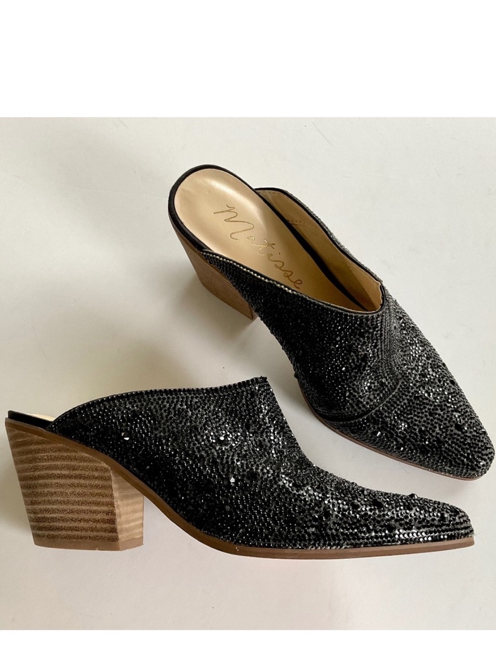 MATISSE Gatsby Black Rhinestone Embellished Heeled Mule Size 8